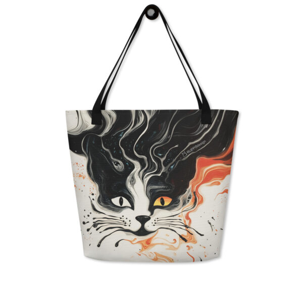 “Firecat” – Große Allover-Stofftasche mit Innenfach