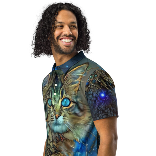 “Dreamcat” – Schmal geschnittenes Herren-Polo-Shirt Allover