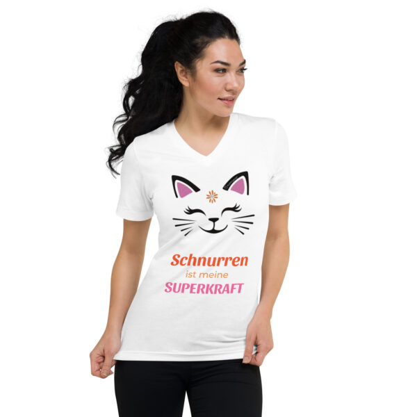 “Purrcat” – T-Shirt mit V-Ausschnitt | Bella + Canvas 3005