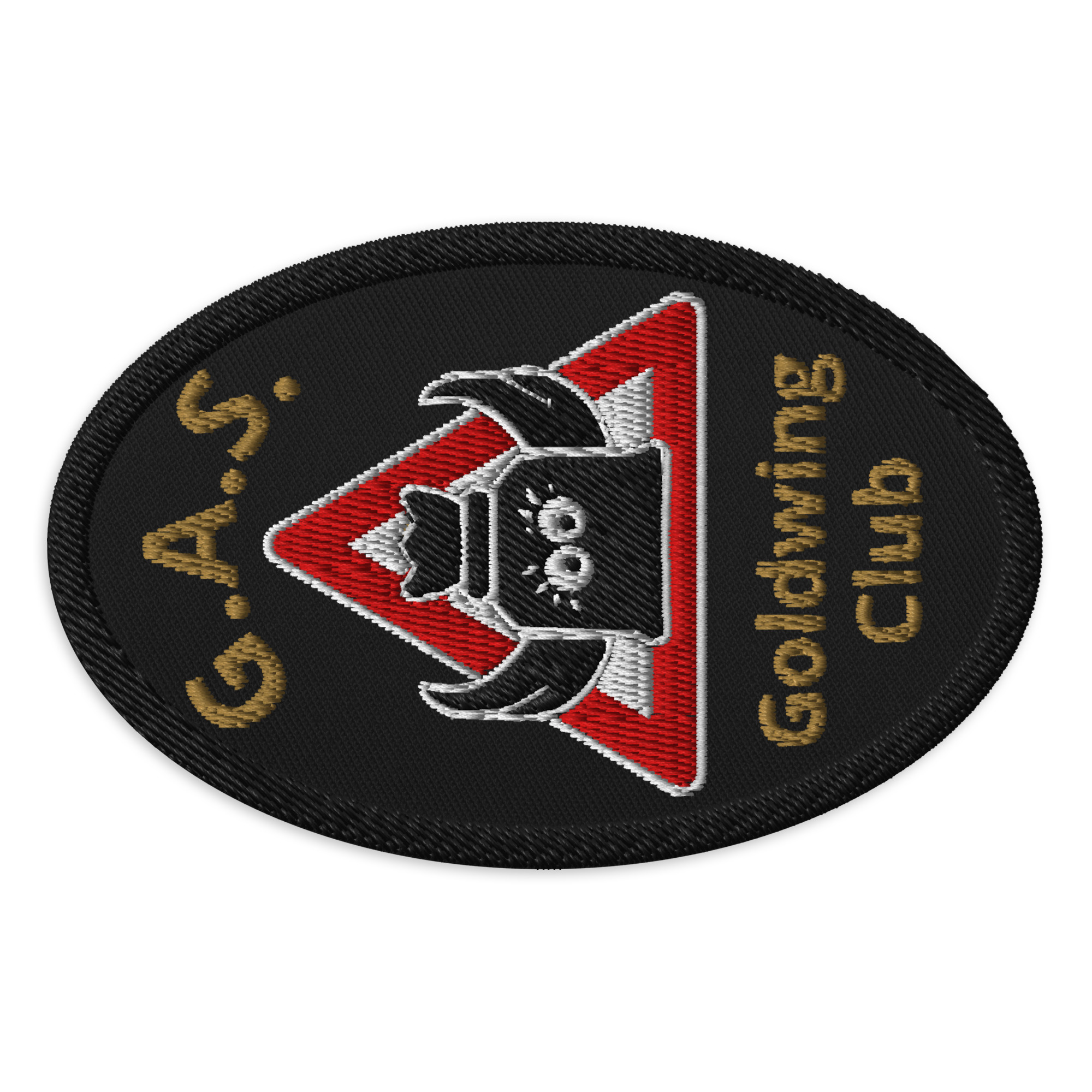 embroidered-patches-black-oval-4x2.6-front-695946ad6f24a.jpg Hochwertiger G.A.S. Club-Patch für Westen, Jacken und Taschen.
