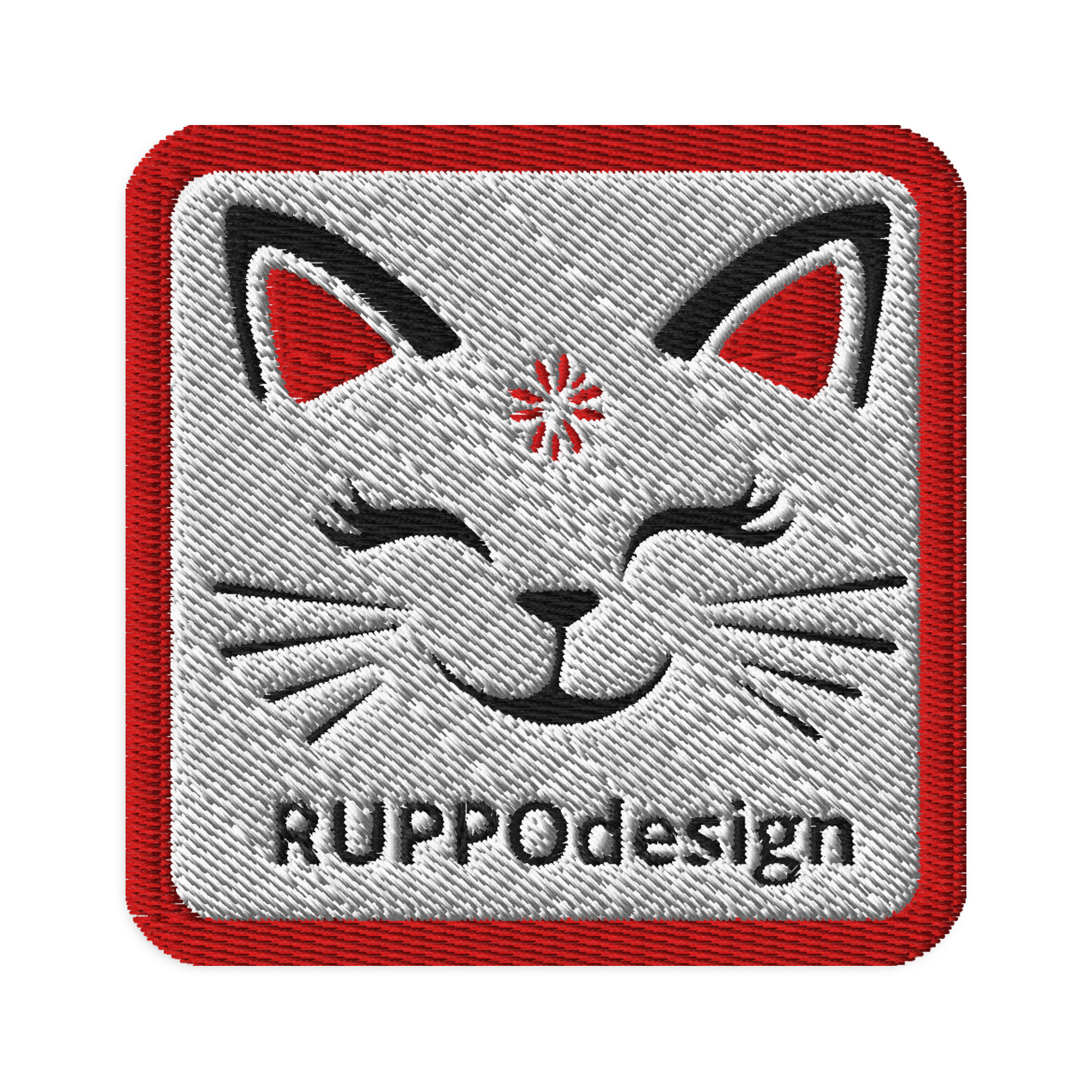 Moderner Katzen-Patch mit klarer Form und RUPPOdesign-Signatur.
