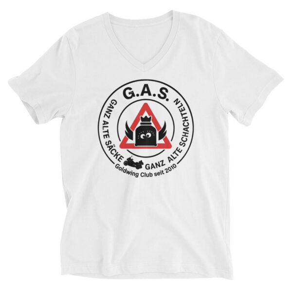 “GAS-Stamp” Unisex T-Shirt mit V-Ausschnitt | Bella + Canvas 3005