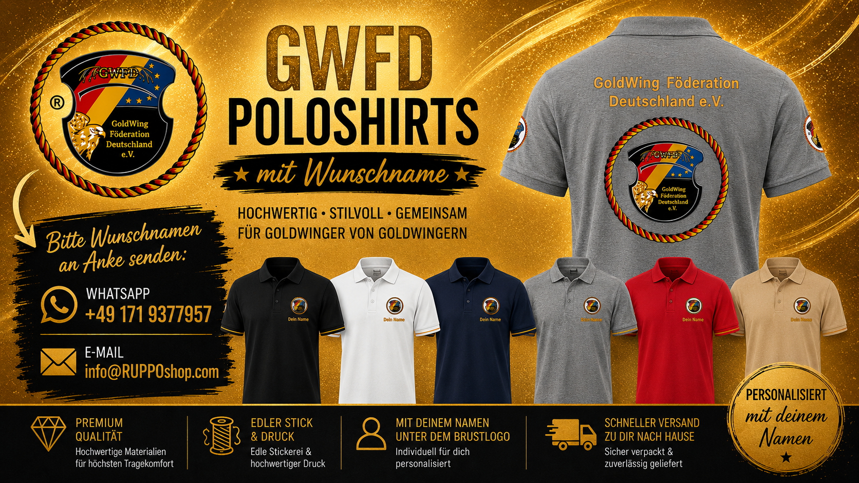GWFD Poloshirts mit Wunschname